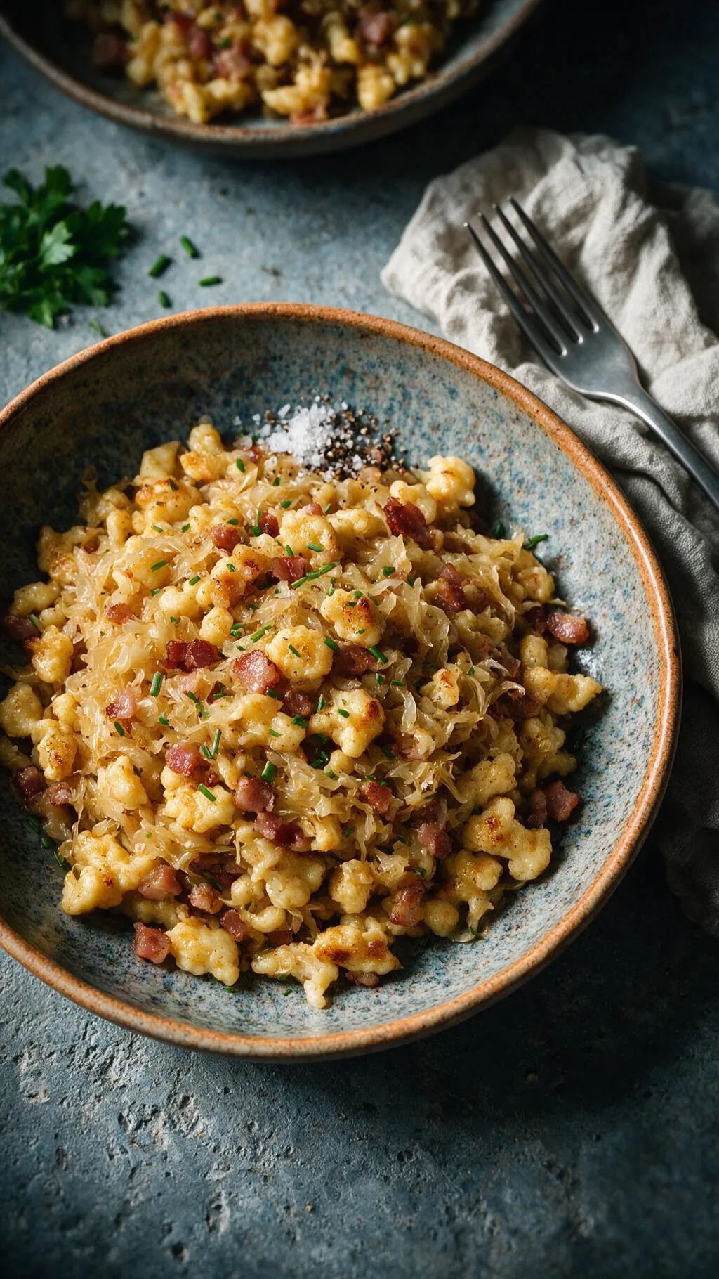 Spätzle mit Speck & Sauerkraut