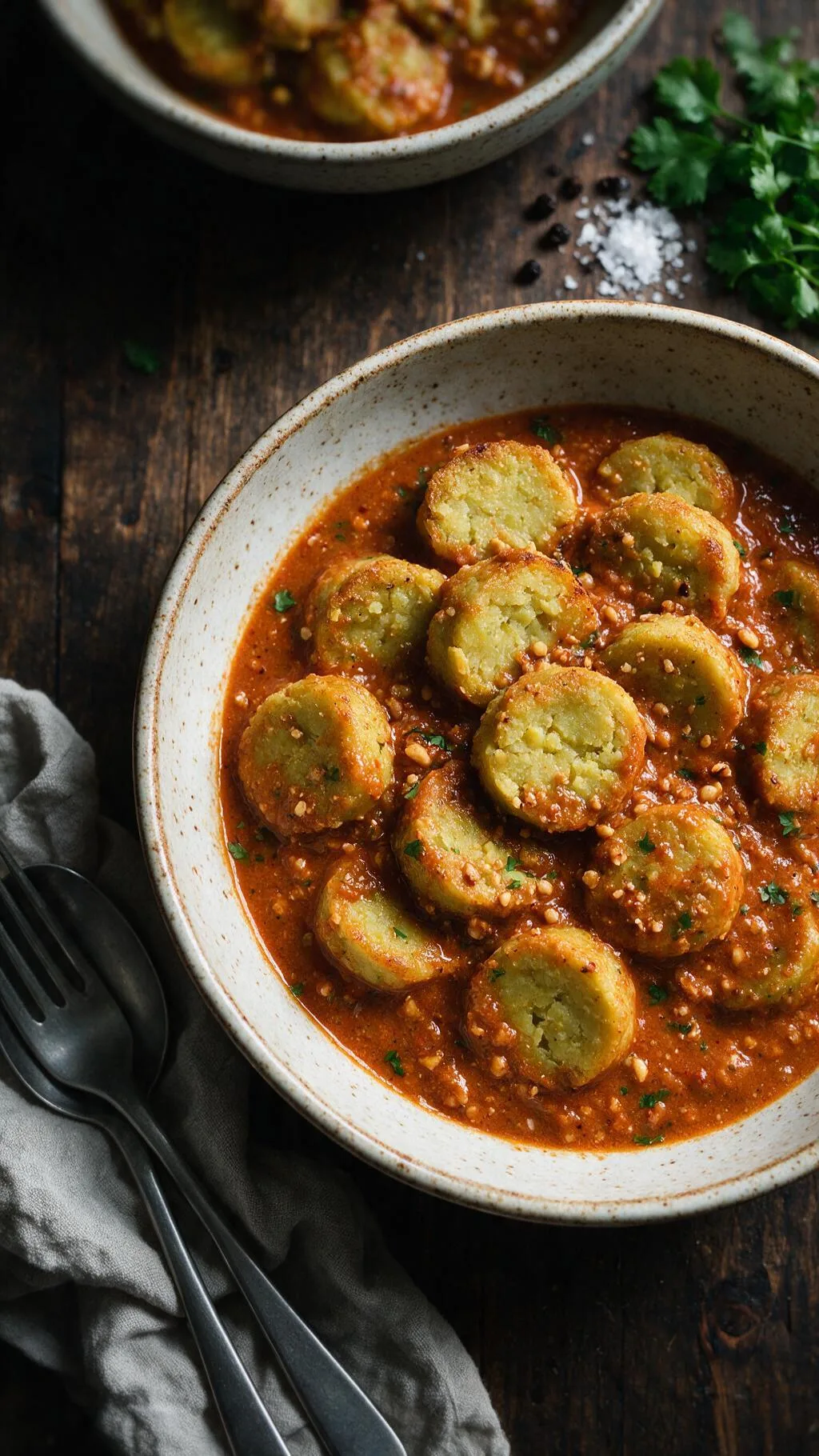 Erbsen-Nuggets mit Erdnusssauce