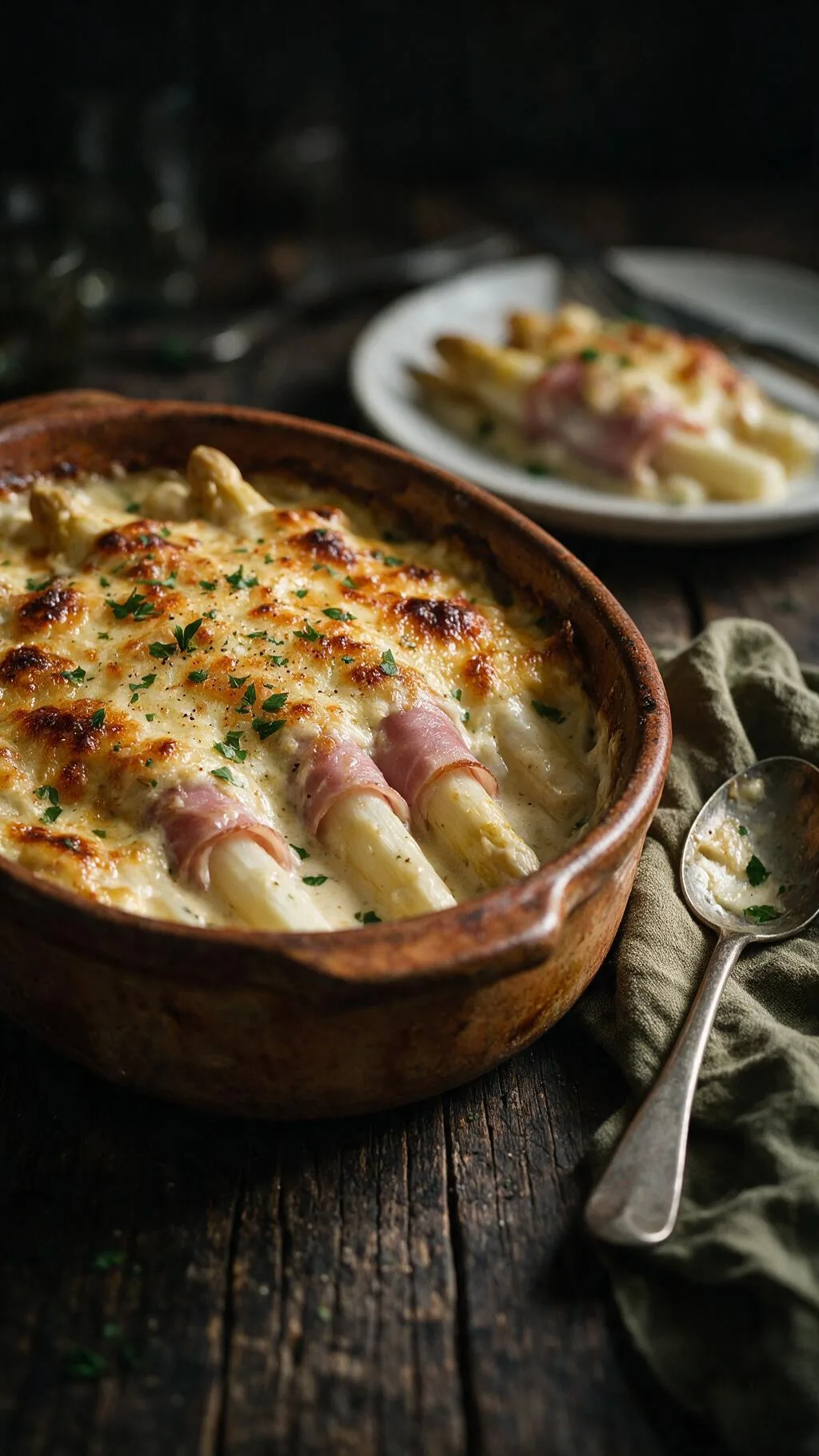 Spargel-Schinken-Gratin