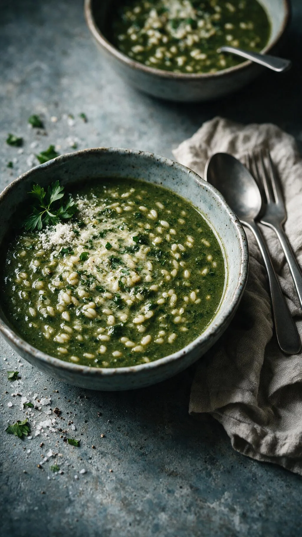 Spinatsuppe mit Reis