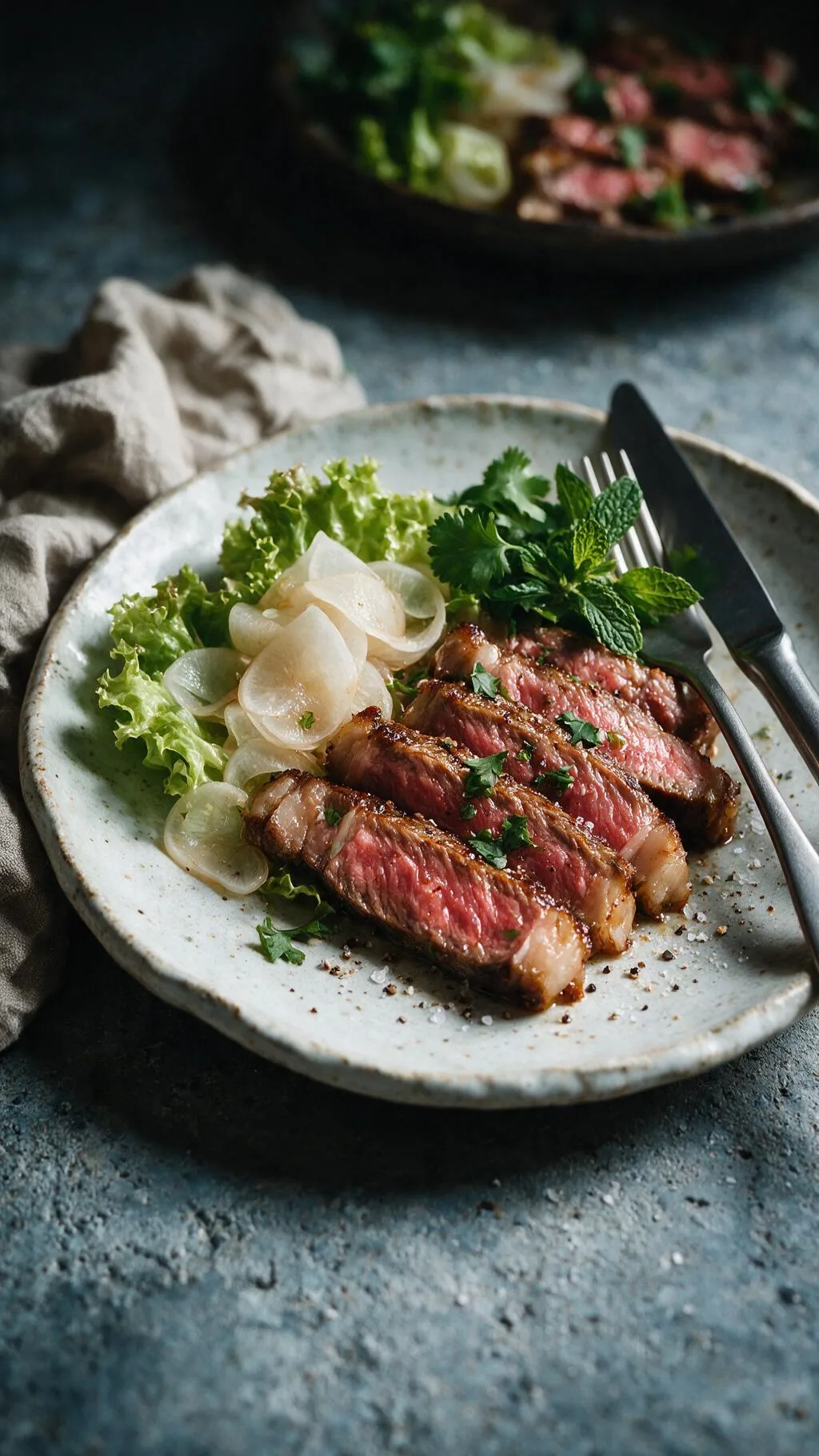 Thai-Ribeye mit eingelegtem Rettich