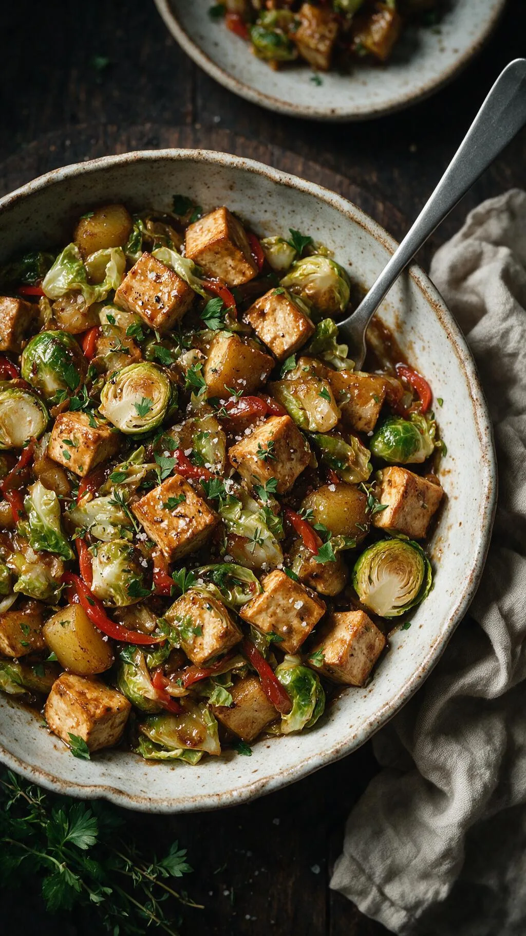 Tofu Hot Pot mit Rosenkohl