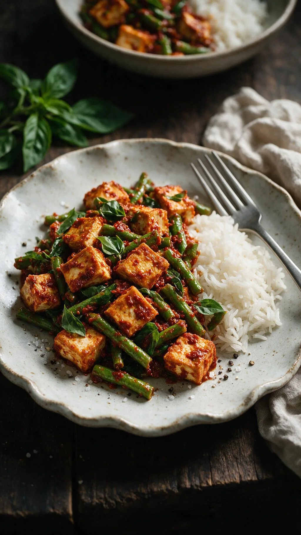Tofu-Pad-Prik-King mit Bohnen