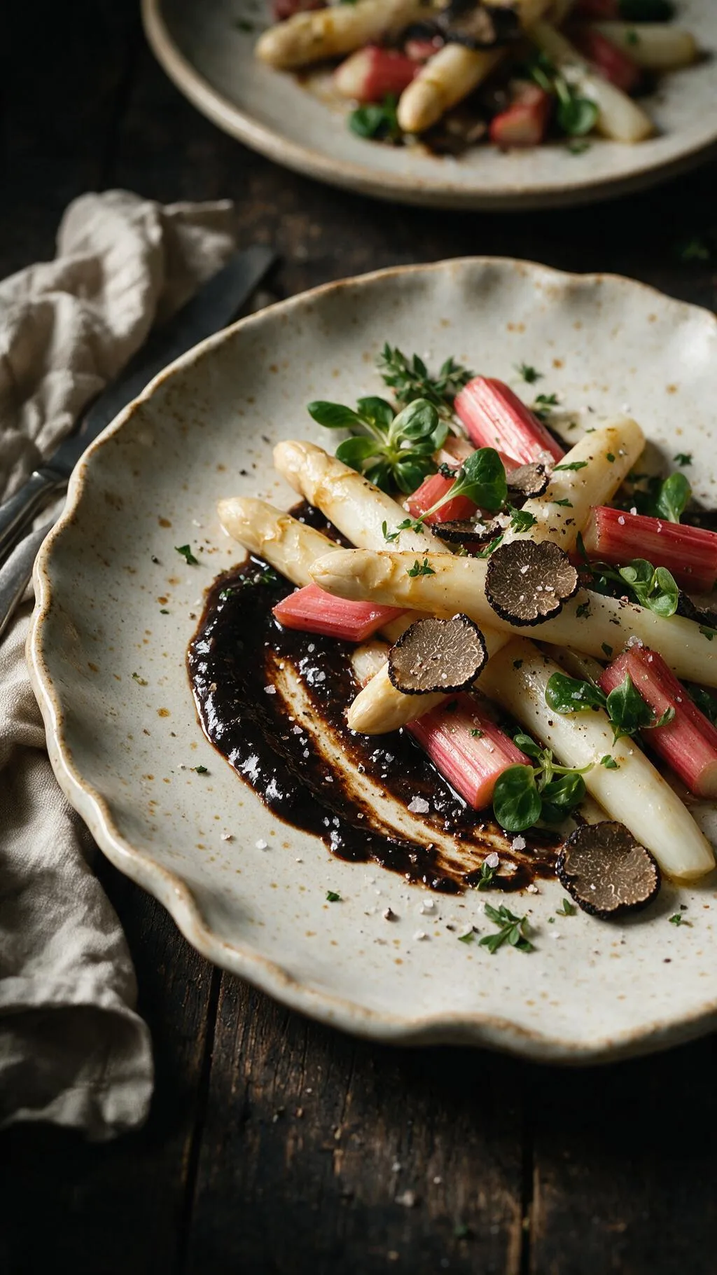 Spargel mit Rhabarber und Trüffel